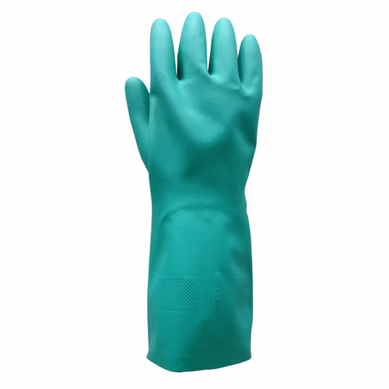 Heavy Duty Reusable Green 100% Nitrile Rubber Chemical Resistant Industry Safety Work Gloves Luvas Guantes En420 En374